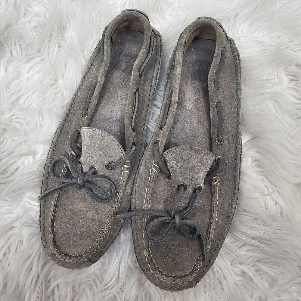Frye Mason Tie Boat Shoe All Leather Men's Size 11.5 Gray